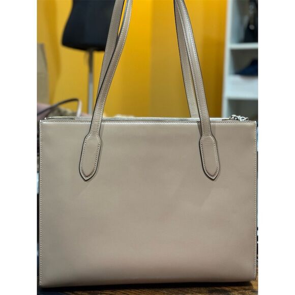 Coach Nina Tote Bag Beige Leather - Picture 2 of 14